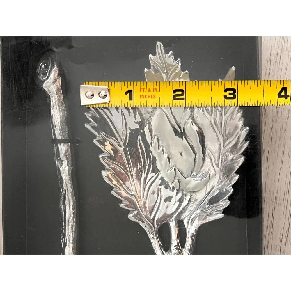 NIB Aluminum Salad Servers Set Sunflower Rose Floral Silver Wedding Party Gift